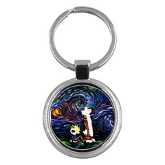 Cartoon Art Starry Night Van Gogh Key Chain (round) by Modalart