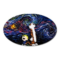 Cartoon Art Starry Night Van Gogh Oval Magnet by Modalart