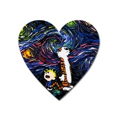 Cartoon Art Starry Night Van Gogh Heart Magnet by Modalart