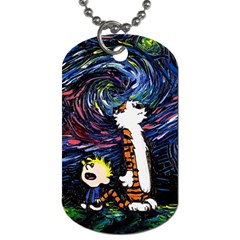 Cartoon Art Starry Night Van Gogh Dog Tag (two Sides) by Modalart