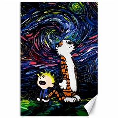 Cartoon Art Starry Night Van Gogh Canvas 12  X 18  by Modalart