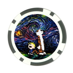 Cartoon Art Starry Night Van Gogh Poker Chip Card Guard by Modalart