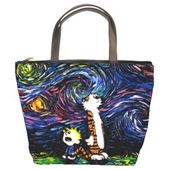 Cartoon Art Starry Night Van Gogh Bucket Bag by Modalart