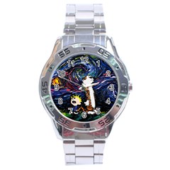 Cartoon Art Starry Night Van Gogh Stainless Steel Analogue Watch by Modalart