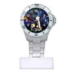 Cartoon Art Starry Night Van Gogh Plastic Nurses Watch by Modalart