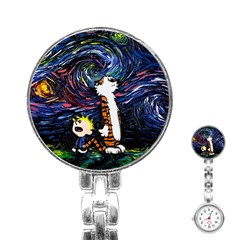 Cartoon Art Starry Night Van Gogh Stainless Steel Nurses Watch by Modalart