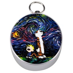 Cartoon Art Starry Night Van Gogh Silver Compasses