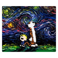 Cartoon Art Starry Night Van Gogh Two Sides Premium Plush Fleece Blanket (small) by Modalart