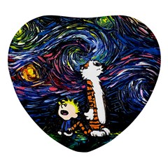 Cartoon Art Starry Night Van Gogh Heart Glass Fridge Magnet (4 Pack) by Modalart