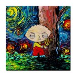 Cartoon Starry Night Vincent Van Gogh Tile Coaster Front