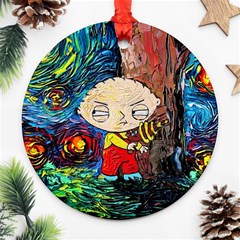 Cartoon Starry Night Vincent Van Gogh Ornament (round) by Modalart