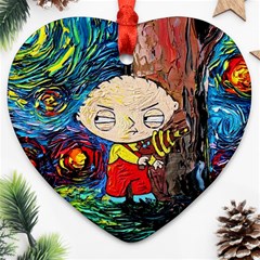 Cartoon Starry Night Vincent Van Gogh Ornament (heart) by Modalart