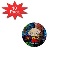 Cartoon Starry Night Vincent Van Gogh 1  Mini Buttons (10 Pack)  by Modalart