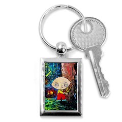 Cartoon Starry Night Vincent Van Gogh Key Chain (rectangle) by Modalart