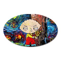 Cartoon Starry Night Vincent Van Gogh Oval Magnet by Modalart