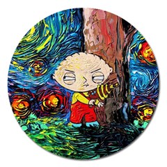 Cartoon Starry Night Vincent Van Gogh Magnet 5  (round)