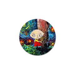 Cartoon Starry Night Vincent Van Gogh Golf Ball Marker by Modalart