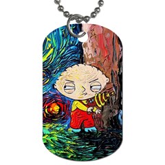 Cartoon Starry Night Vincent Van Gogh Dog Tag (two Sides) by Modalart