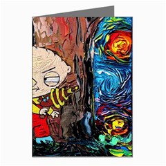 Cartoon Starry Night Vincent Van Gogh Greeting Cards (pkg Of 8) by Modalart