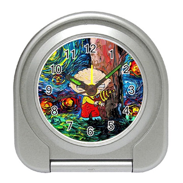 Cartoon Starry Night Vincent Van Gogh Travel Alarm Clock