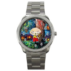 Cartoon Starry Night Vincent Van Gogh Sport Metal Watch by Modalart