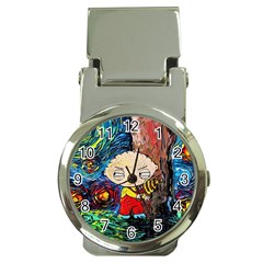 Cartoon Starry Night Vincent Van Gogh Money Clip Watches by Modalart