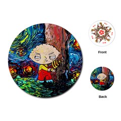 Cartoon Starry Night Vincent Van Gogh Playing Cards Single Design (round) by Modalart