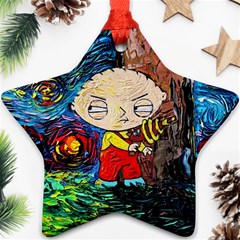 Cartoon Starry Night Vincent Van Gogh Star Ornament (two Sides) by Modalart