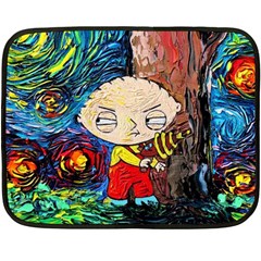 Cartoon Starry Night Vincent Van Gogh Two Sides Fleece Blanket (mini) by Modalart