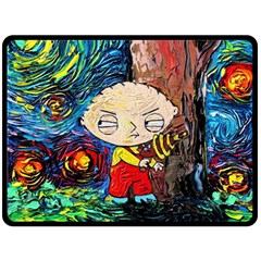 Cartoon Starry Night Vincent Van Gogh Fleece Blanket (large) by Modalart