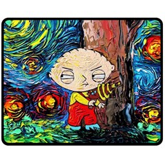 Cartoon Starry Night Vincent Van Gogh Fleece Blanket (medium) by Modalart