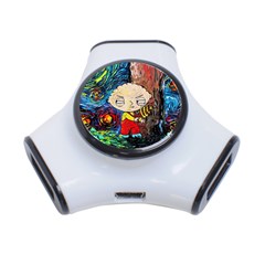 Cartoon Starry Night Vincent Van Gogh 3-port Usb Hub by Modalart