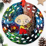 Cartoon Starry Night Vincent Van Gogh Ornament (Round Filigree) Front