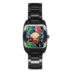 Cartoon Starry Night Vincent Van Gogh Stainless Steel Barrel Watch by Modalart