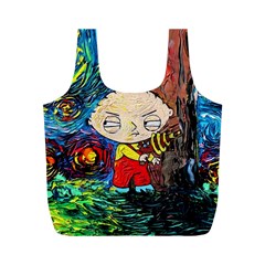 Cartoon Starry Night Vincent Van Gogh Full Print Recycle Bag (m) by Modalart