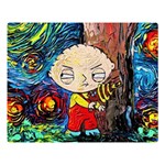 Cartoon Starry Night Vincent Van Gogh Two Sides Premium Plush Fleece Blanket (Large) 80 x60  Blanket Front