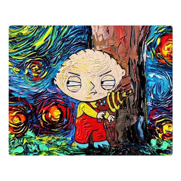 Cartoon Starry Night Vincent Van Gogh Two Sides Premium Plush Fleece Blanket (Large)