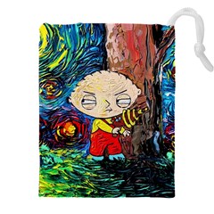 Cartoon Starry Night Vincent Van Gogh Drawstring Pouch (4xl) by Modalart