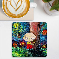 Cartoon Starry Night Vincent Van Gogh Uv Print Square Tile Coaster  by Modalart