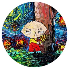 Cartoon Starry Night Vincent Van Gogh Round Trivet by Modalart