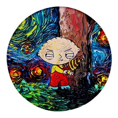 Cartoon Starry Night Vincent Van Gogh Round Glass Fridge Magnet (4 Pack) by Modalart