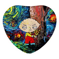 Cartoon Starry Night Vincent Van Gogh Heart Glass Fridge Magnet (4 Pack) by Modalart