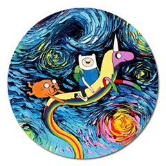 Adventure Time Art Starry Night Van Gogh Magnet 5  (round)