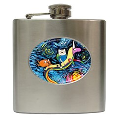 Adventure Time Art Starry Night Van Gogh Hip Flask (6 Oz) by Modalart