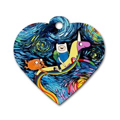 Adventure Time Art Starry Night Van Gogh Dog Tag Heart (two Sides) by Modalart