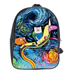 Adventure Time Art Starry Night Van Gogh School Bag (large) by Modalart