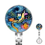 Adventure Time Art Starry Night Van Gogh Stainless Steel Nurses Watch Front