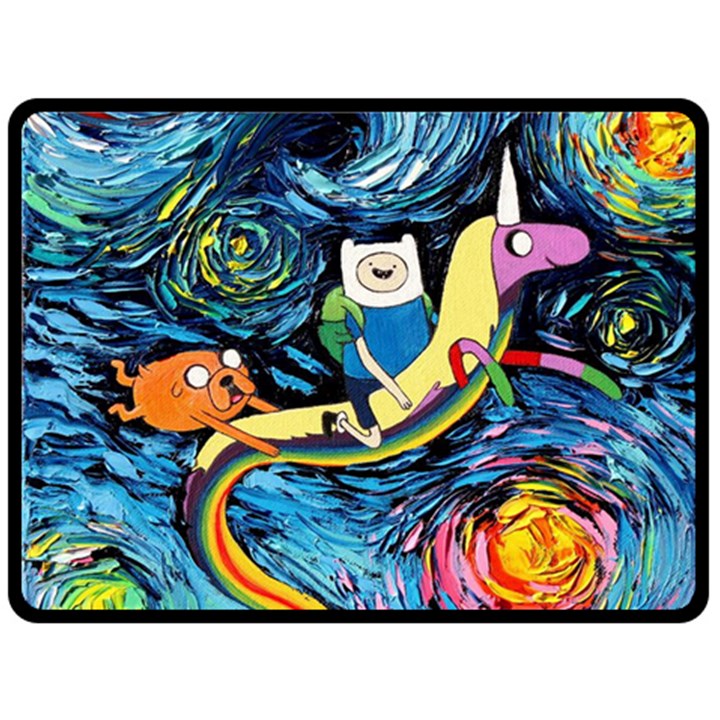 Adventure Time Art Starry Night Van Gogh Two Sides Fleece Blanket (Large)