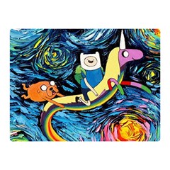 Adventure Time Art Starry Night Van Gogh Two Sides Premium Plush Fleece Blanket (mini) by Modalart