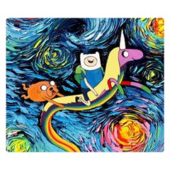 Adventure Time Art Starry Night Van Gogh Two Sides Premium Plush Fleece Blanket (small) by Modalart